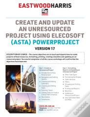 Create And Update An Unresourced Project Using Elecosoft (Asta) Powerproject Version 17