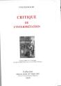Critique De L'Interprétation - Preview