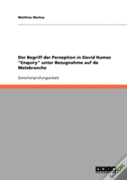 Capa do artigo Der Begriff Der Perzeption In David Humes "Enquiry" Unter Bezugnahme Auf De Malebranche