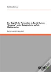 Capa do artigo Der Begriff Der Perzeption In David Humes "Enquiry" Unter Bezugnahme Auf De Malebranche