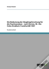 Die Bedeutung Der Sauglingsforschung Fur Die Psychoanalyse - Nach Dornes, M.