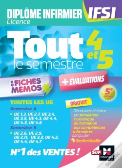 Capa do artigo Diplôme Infirmier Ifsi : Tout Le Semestre 4 & 5 En Fiches Mémos ; + Évalutations (5e Édition)