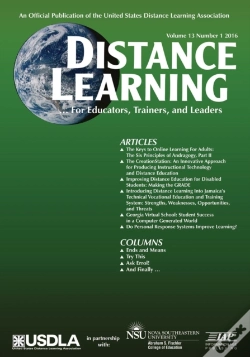 Capa do artigo Distance Learning Vol 13 Issue 1