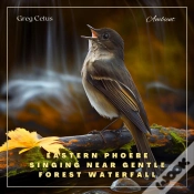 Capa do artigo Eastern Phoebe Singing Near Gentle Forest Waterfall