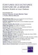 Ecritures Des Dictatures : Ecriture De La Mémoire