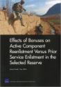Effects Of Bonuses On Active Component Reenlistment Versus Prior Service Enlistment In The Selected Reserve - Preview
