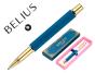 Esferografica belius hexa corpo hexagonal rosa azul dourado tinta azul caixa de oferta - Preview