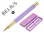 Esferografica belius hexa corpo hexagonal roxo dourado tinta azul caixa de oferta - Preview