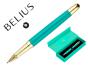 Esferografica belius soiree aluminio turquesa dourado tinta azul caixa de oferta - Preview