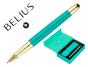 Esferografica e estojo belius soiree turquesa dourado tinta azul caixa de oferta - Preview