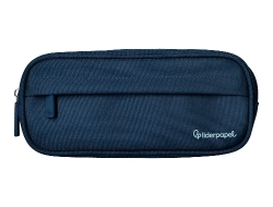 Capa do artigo Estojo escolar liderpapel classic ovalado 2 fechos com bolso frontal 210x90 mm azul marinho