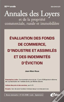 Capa do artigo Évaluation Des Fonds De Commerce, D'Industrie Et Assimilés Et Des Indemnités D'Éviction