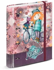 Capa do artigo Forever Ninette Bicycle Pasta de 4 Anéis Papel Listrado, Borgonha