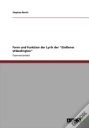 Capa do artigo Form Und Funktion Der Lyrik Der "Gieener Unbedingten"