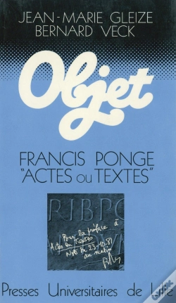 Capa do artigo Francis Ponge : Actes Ou Textes