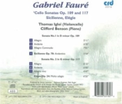 Capa do artigo Gabriel Fauré: Cello Sonatas Op. 109 and 117 - CD