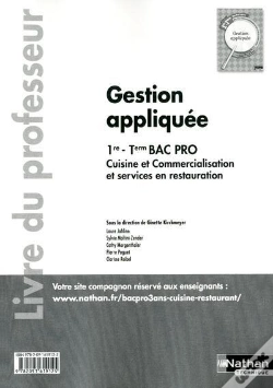 Capa do artigo Gestion Appliquee 1ere/Terminale Bac Pro Cuisine Etcsr Professeur 2012