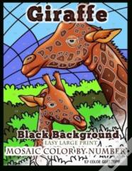Giraffe Easy Large Print Mosaic Color By Number - Black Background