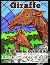 Giraffe Easy Large Print Mosaic Color By Number - Black Background