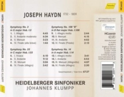 Capa do artigo Haydn: Symphonies Nos. 3, 33, 108, 14 - CD