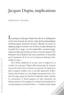 Capa do artigo Jacques Dupin, Implications