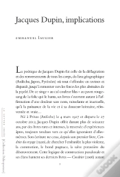 Capa do artigo Jacques Dupin, Implications