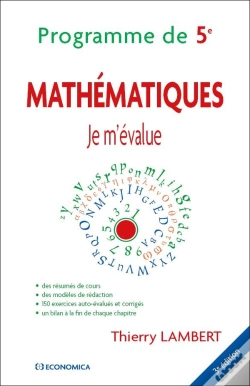 Capa do artigo Je M'Evalue - Mathematiques, Programme De 5eme, 3e Ed.