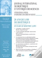 Capa do artigo Journal Internation De Bioethique 3-2015 Nsp 20 Ans De Lois De Bioethique