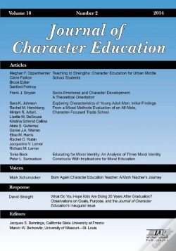 Capa do artigo Journal Of Character Education Vol 10 Issue 2