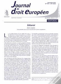 Capa do artigo J.T. Droit Europeen 2012/9