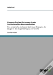 Kommunikative Gattungen In Der Institutionellen Kommunikation