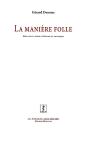 La Manière Folle ; Essai Sur La Manie Littéraire Et Artistique - Preview