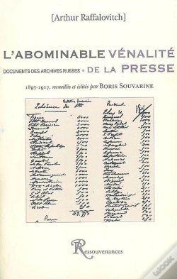Capa do artigo L'Abominable Vénalité De La Presse ; D'Après Les Documents Des Archives Russes (1897-1917)