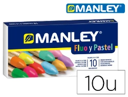 Capa do artigo Lapis de Cera Manley Fluor e Pastel Caixa de 10 Cores Sortidas