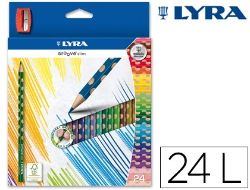 Capa do artigo Lapis de cores lyra groove slim triangular minas de 3,3 mm caixa de 24 cores + apara lapis