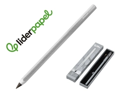 Capa do artigo Lapis de grafite liderpapel infinito com borracha aluminio hexagonal prateado ultra resistente 1 ponta de recarga