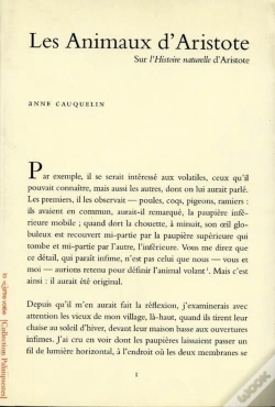 Capa do artigo Les Animaux D'Aristote