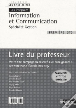 Capa do artigo Les Intégrales ; Information Et Communication ; 1ère Stg ; Spécialité Gestion ; Livre Du Professeur