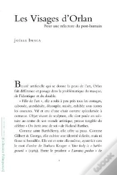 Les Visages D'Orlan ; Pour Une Relecture Du Post-Humain