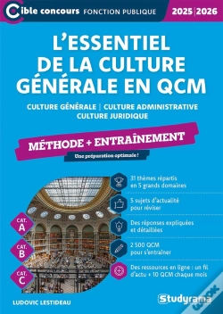 Capa do artigo L'Essentiel De La Culture Générale En Qcm : Méthode + Entraînement ; Catégories A, B Et C (Édition 2025/2026)