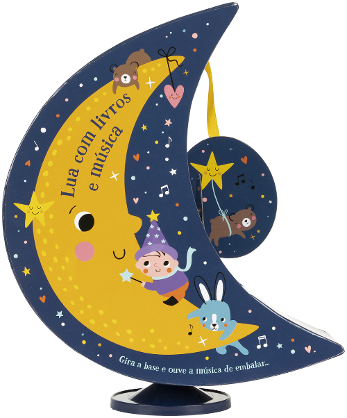 Lua com livros e música