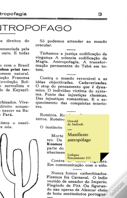 Capa do artigo Manifiesto Antropófago