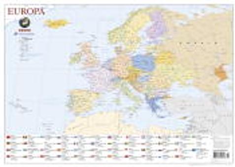 Mapa da Europa (55,5 x 39,5 cm) - Plastificado de Parede