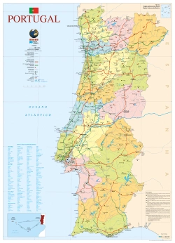 Capa do artigo Mapa de Portugal - 2 Faces (80,5 x 111,5 cm) - Folha Plastificada