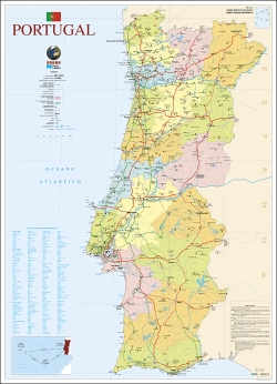 Capa do artigo Mapa de Portugal - 2 Faces (80,5 x 111,5 cm) - Plastificado de Parede