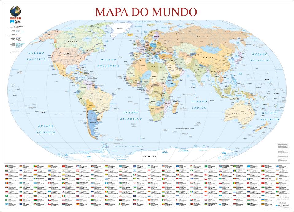 Mapa do Mundo (111,5 x 80,5 cm) - Folha Plastificada