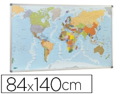 Capa do artigo Mapa parede faibo planisfero politico magnetico moldura de aluminio com cantos de protecao 84x140 cm