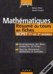 Capa do artigo Mathématiques ; Bcpst 1ère Et 2ème Année ; Résumé Du Cours En Fiches (2e Édition)