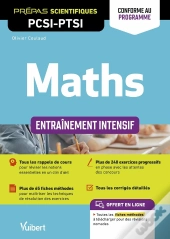 Maths Pcsi-Ptsi : Entraînement Intensif ; Rappels De Cours, Méthodes Détaillées