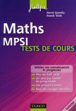 Capa do artigo Maths ; Tests De Cours Mpsi ; Testez-Vous Et Progressez !